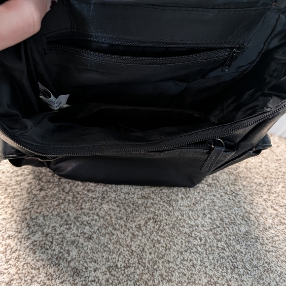 Black Genuine Leather Small Backpack - Picture 6 of 7